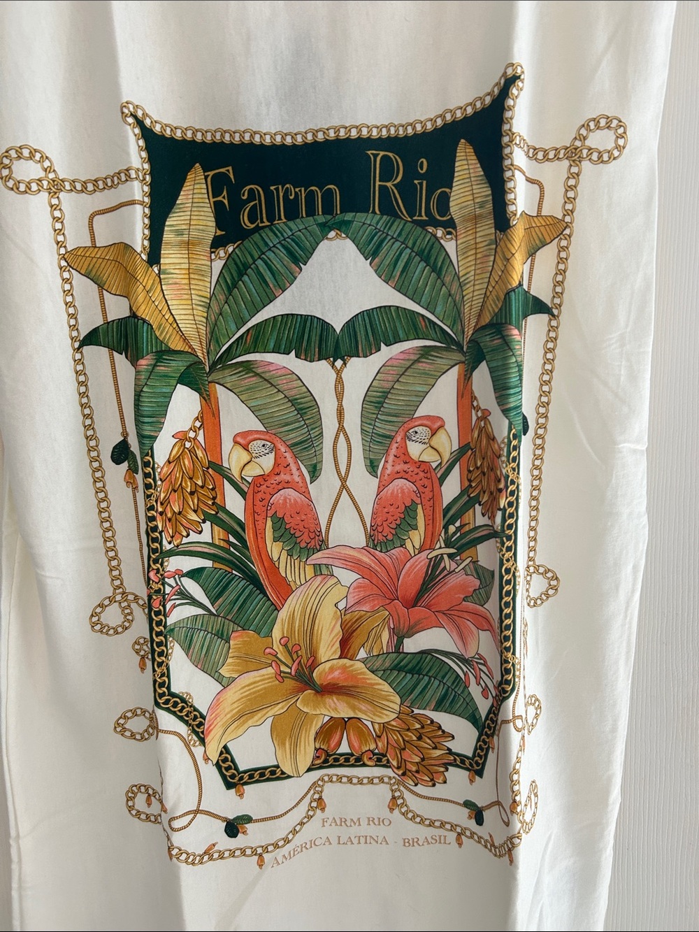 ⚜️ FARM Rio White Tank Mini T-shirt Dress with Beautiful Tropical Print - Picture 8 of 11